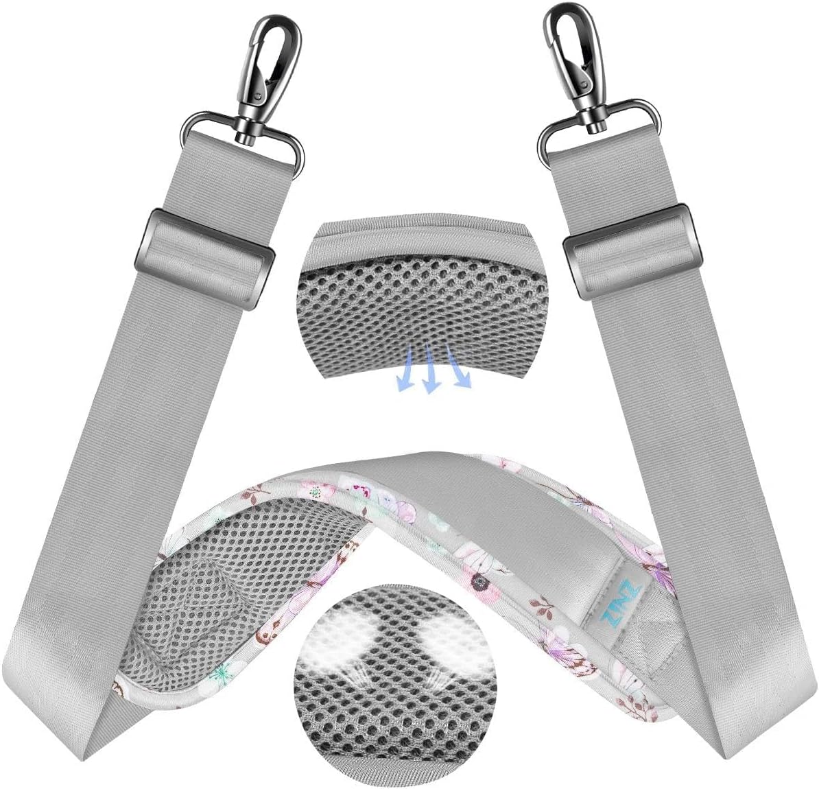 ZINZ 60インチ ユニバーサルバッグストラップ 超厚手固定通気性パッド付き 調節可能 高耐久 ショルダーストラップ付き ノートパ