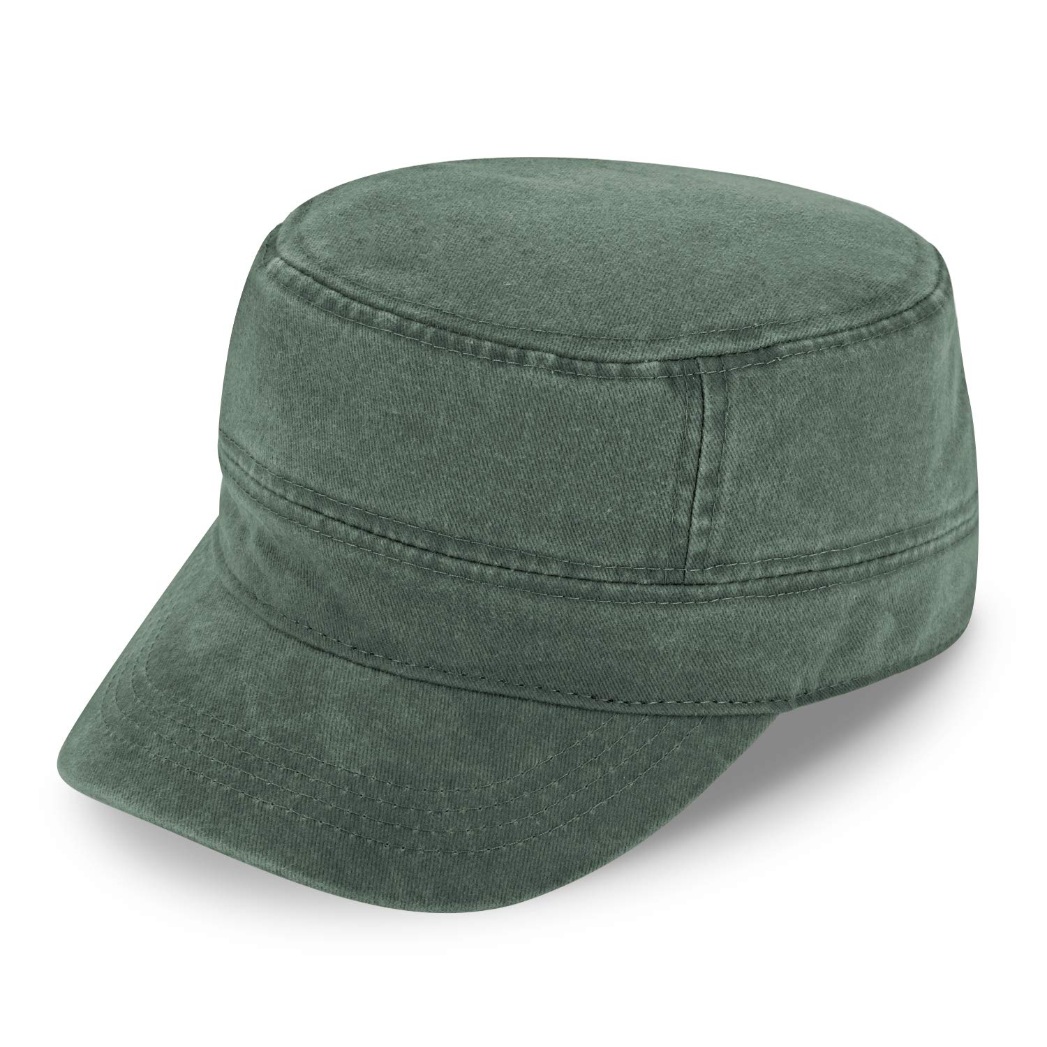 fiebig Army GI-Cap in Washed Cotton | Classic Workwear Hat with Velcro Fastening | Military Outdoor Cap Made of Cotton (One Size, Olive Green)