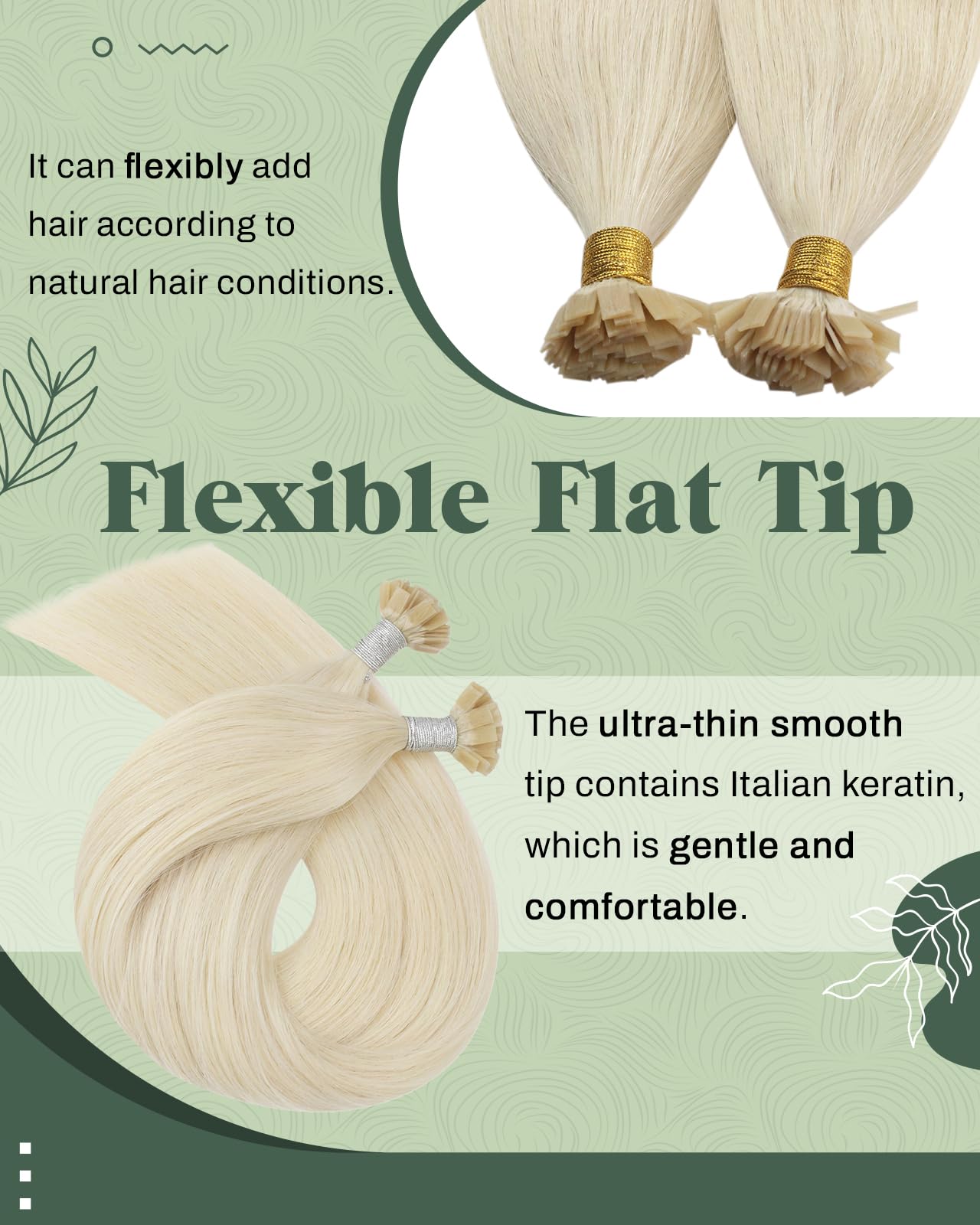 Ugeat Extension Capelli Cheratina Platino Biondo Lisci 40 cm 50 ciocche, Extension Capelli Veri Cheratina Piatta Biondo Platino, Reali Invisibile Naturale