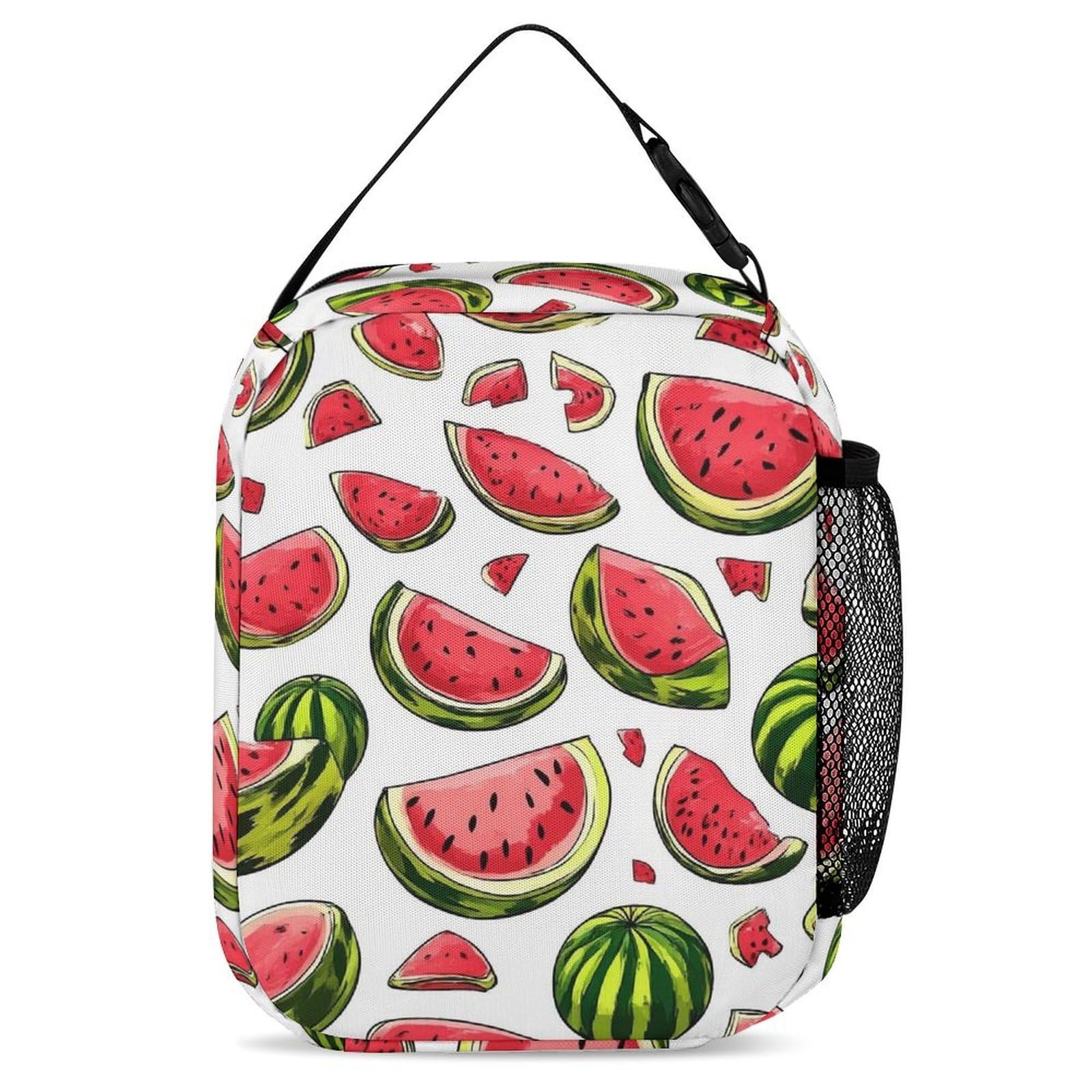 Mochila con bolsa de almacenamiento para lonchera, color rojo sandía y verde, conjunto de mochila escolar y cosmético.