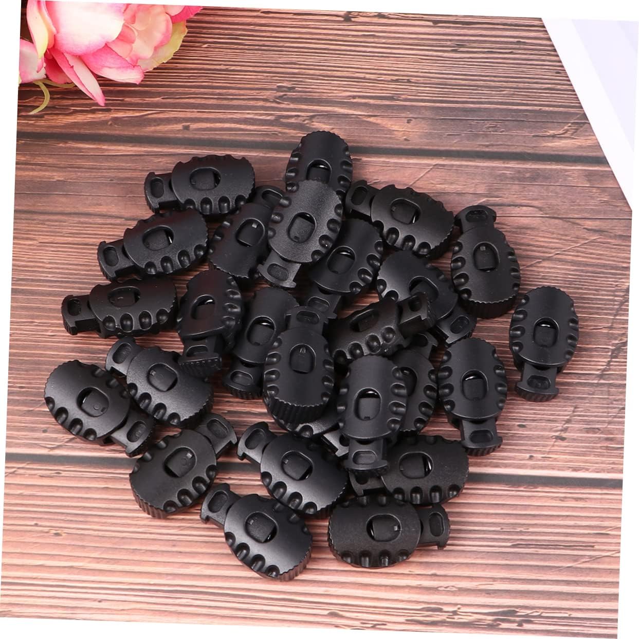 100pcs Elastic Drawstring Rope Cord Locks Spring Fasteners Cord Locks for Drawstrings Straps Clips Round Ball Shape Plastic Toggle for Luggage Lanyard