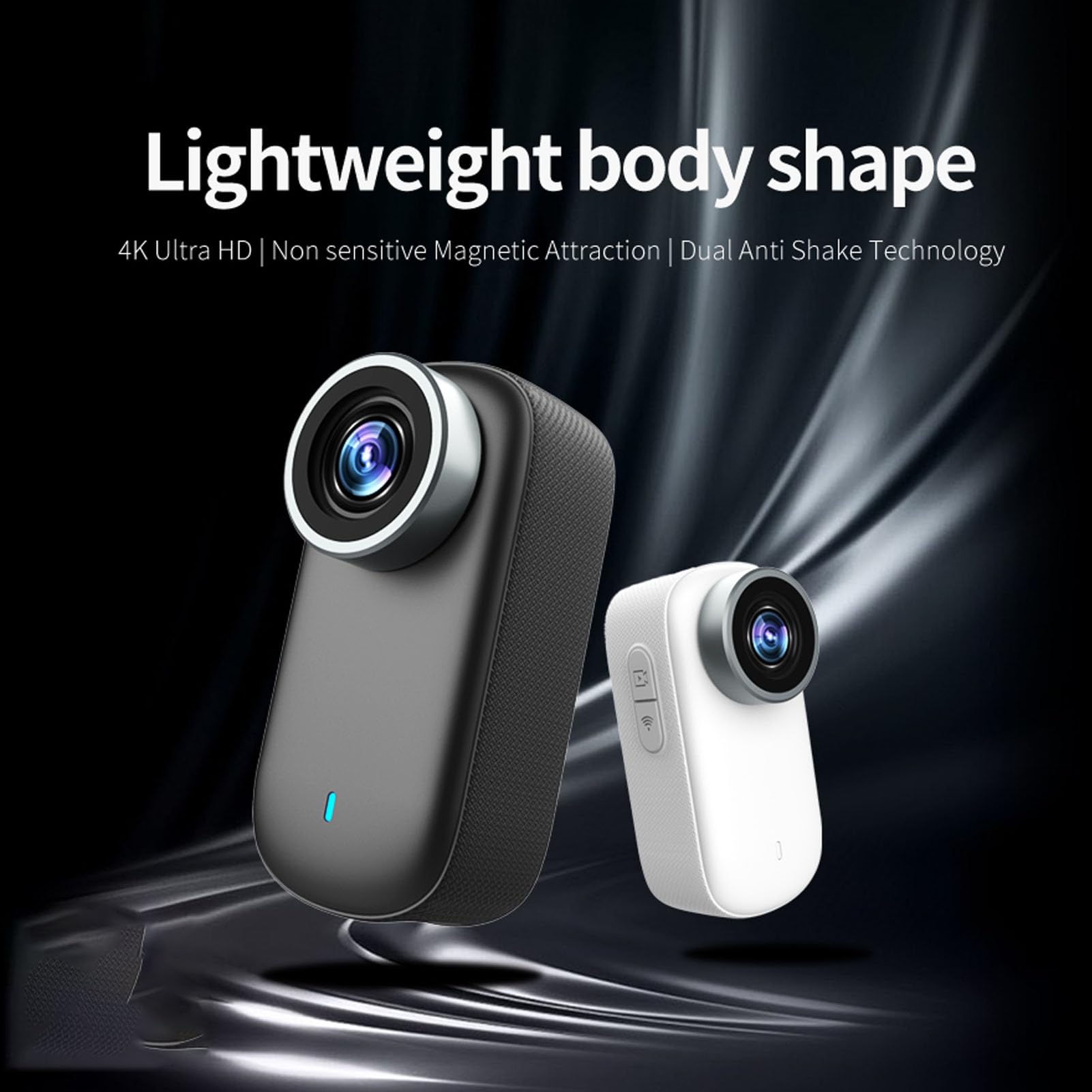 Garsent Kamera Akcji 4K, Przenośna Kamera do Nagrywania Wideo, Fotografia Szerokiego Kąta Wi -Fi, Przenośna Osobista Kamera do Pracy, Jazda na Rowerze, podróż, Chodzenie Zwierząt