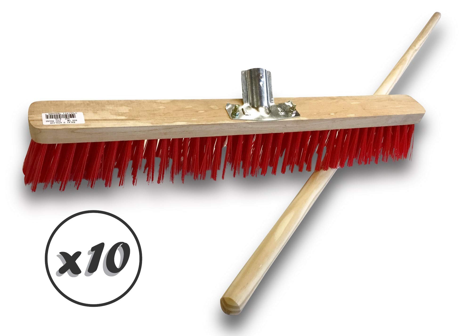 Rękawy mop warsztatowy typu lambrekin | Zestaw 10 sztuk, tor zewnętrzny, długość 60 cm, wypełnienie szczotki PVC, podeszwa drewniana, tuleja śrubowa Ø 28 mm, drewniany uchwyt 1,40 m | Kibros 2360BMx10