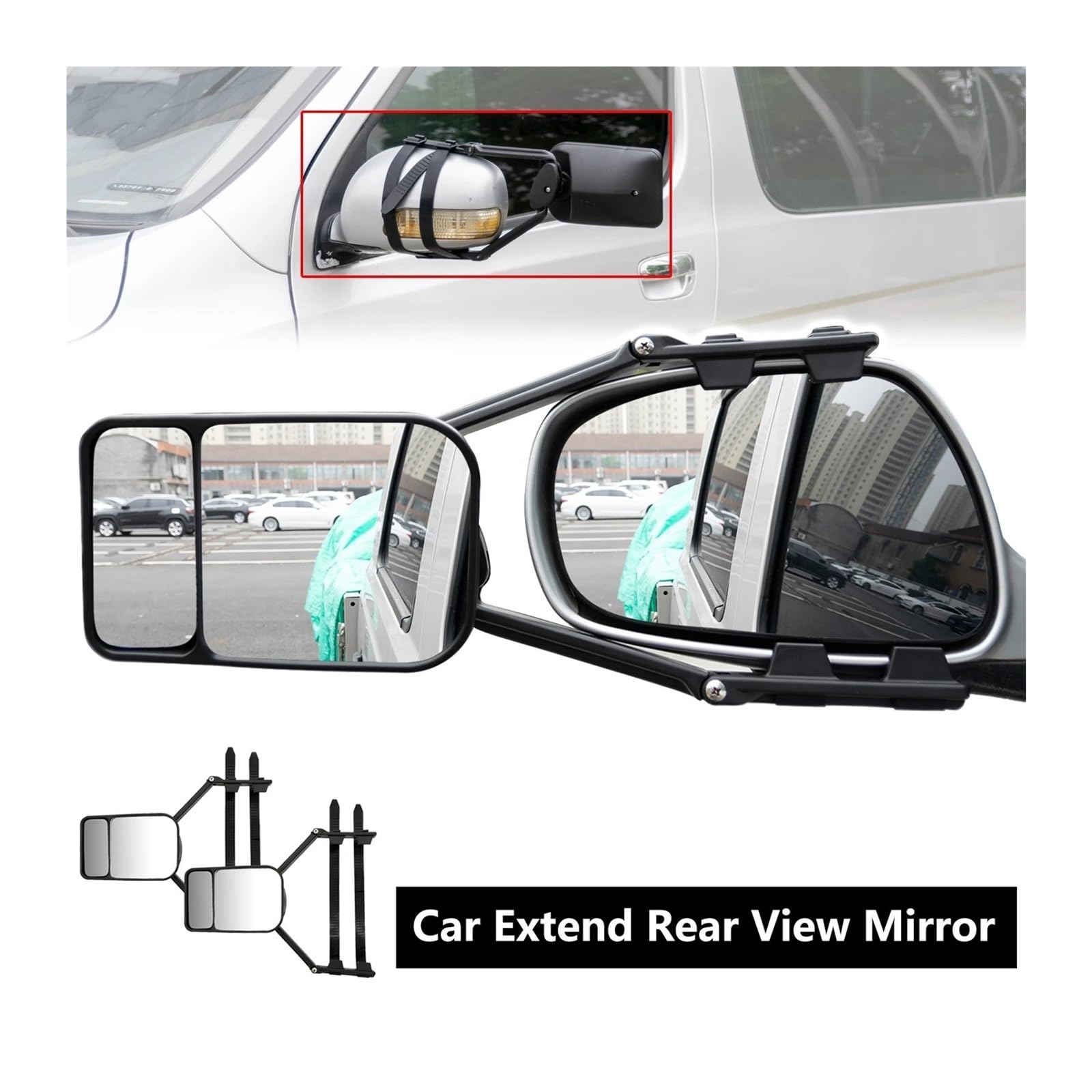 Vetro Specchietto 2X Estensione Auto Specchietto Retrovisore Specchietto Traino Rimorchio Clip-on Regolabile Estensione SUV Camion Specchietto Retrovisore Doppia Retrovisore