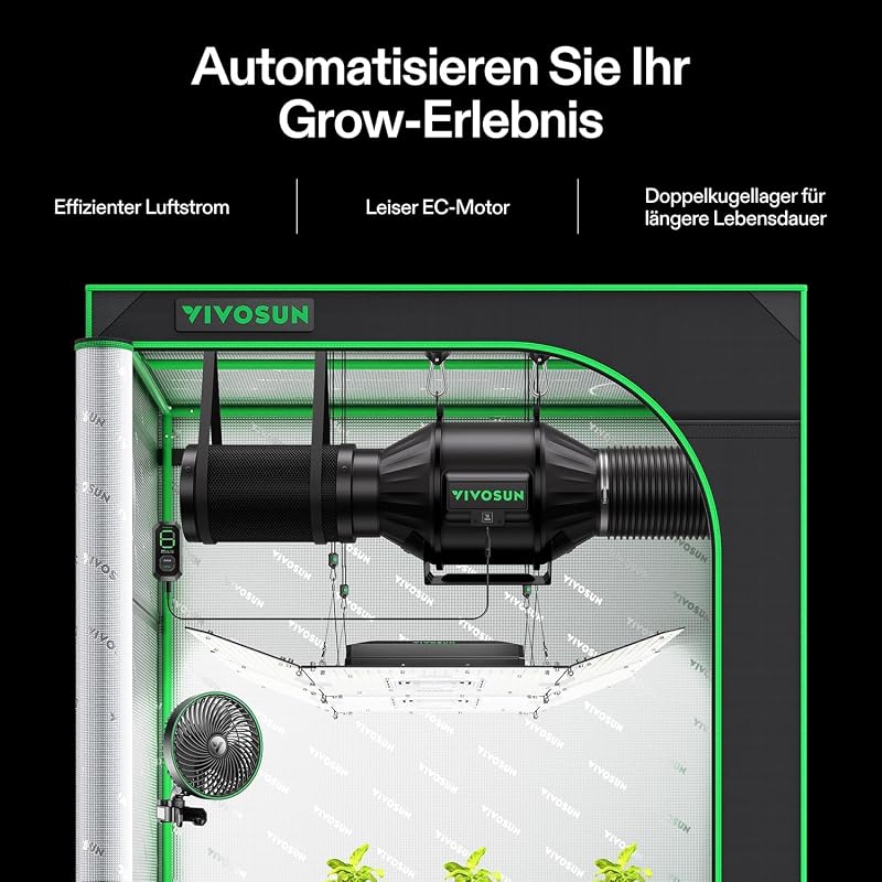 VIVOSUN AeroZesh T4 100mm Csatornás Ventilátor 357 m³/h PWM Szabályozással