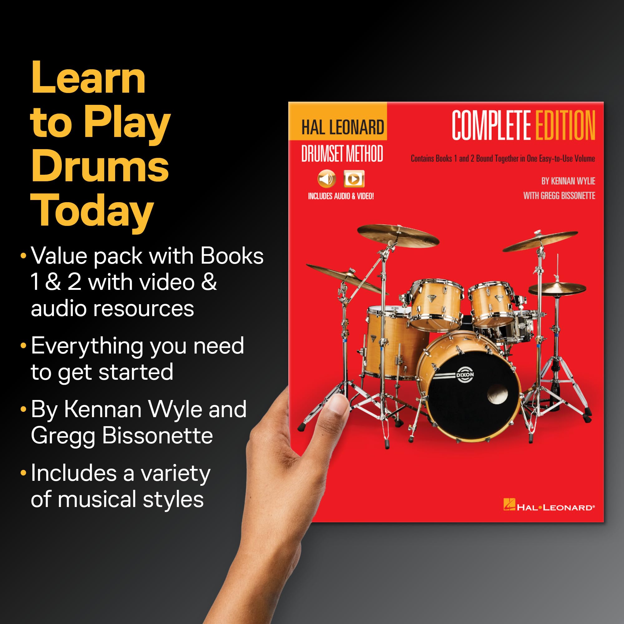 Hal Leonard Drumset Method - Complete Edition: Books 1 and 2 with Video and Audio: 1-2