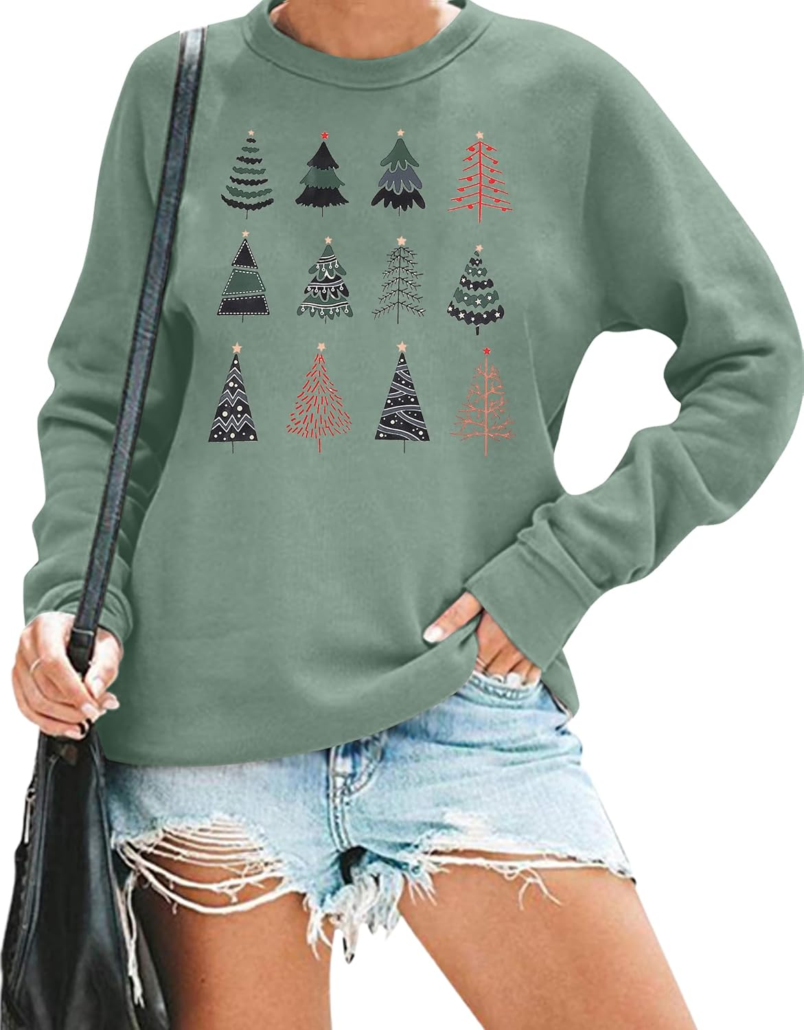 ASTANFY Christmas Sweatshirt Womens Christmas Tree Sweatshirts Xmas Lightweight Pullover - Image 5