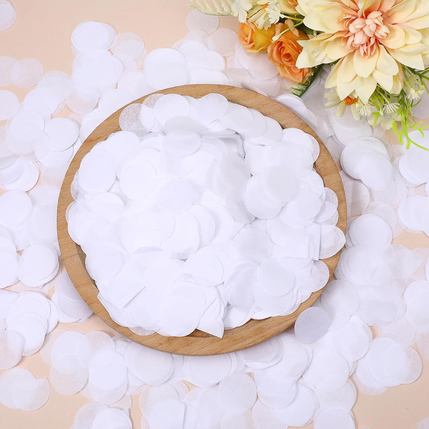 Jeffdad 6000Pcs White Round Tissue Paper Confetti, 1 Inch Tissue Confetti Dots Table, Wedding Confetti Scatter Table for Sprinkles Wedding Birthday Balloon Party