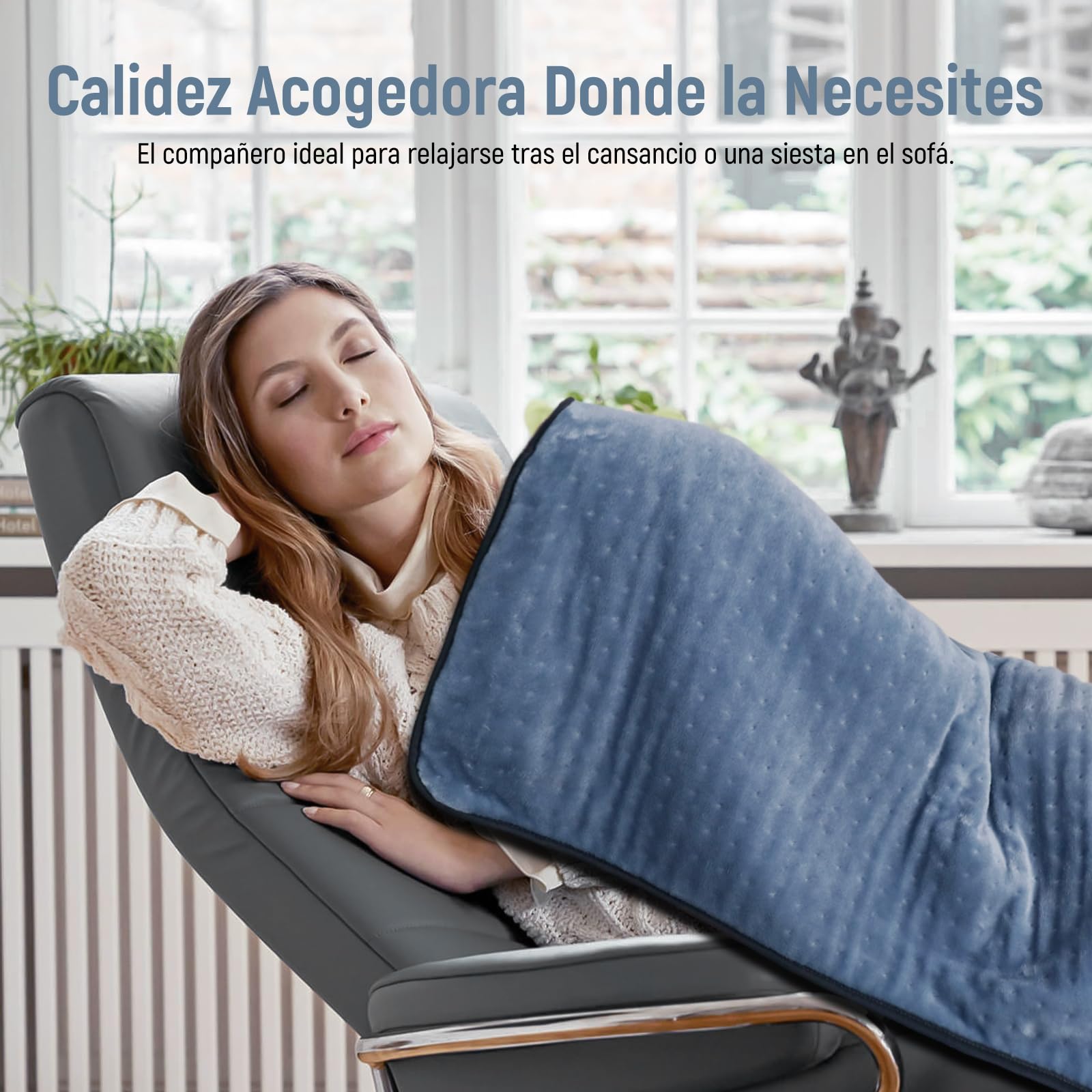 Manta Eléctrica, 60 x 80 CM Almohadilla Térmica Eléctrica para Espalda, Lumbar, Pierna, con Función de Apagado Automático y 6 Niveles de Temperatura, Lavable a Máquina Esterilla Electrica