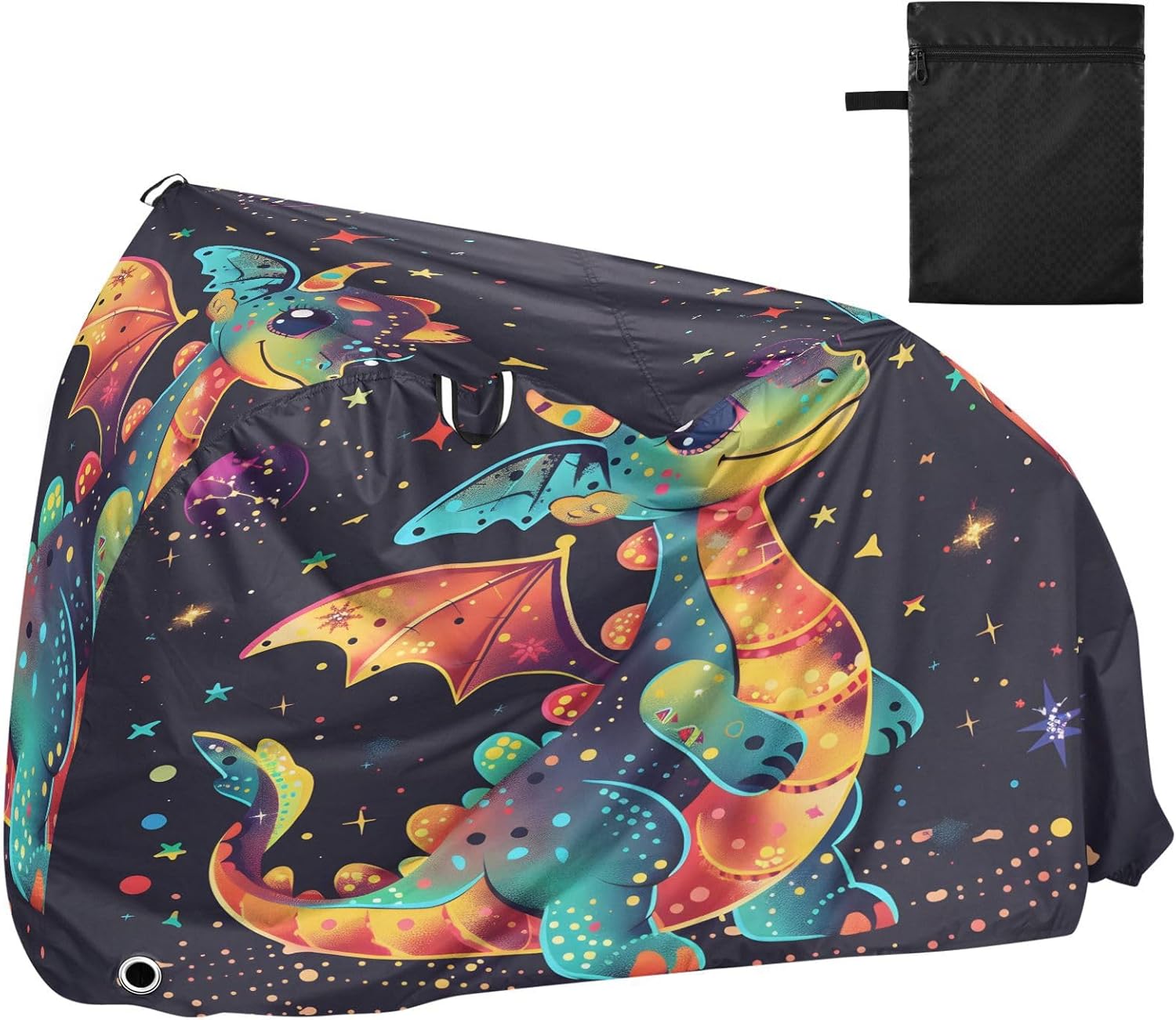 ALAZA Cute Dragon Baby Cartoon Bike Cover Waterproof Outdoor Ebike Bicycle Covers Tarp Protection for 1/2 Bikes, Sun UV Dust Wind Proof