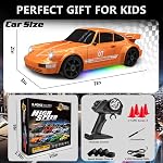 RC Drift Car 1:24 Remote Control Car 4WD 15KM/H High Speed Racing Sport Car with LED Lights RC Cars Toy Cars for Kids Boys Girls Adults Gifts Birthday Christmas Rechargeable Batteries (Orange)