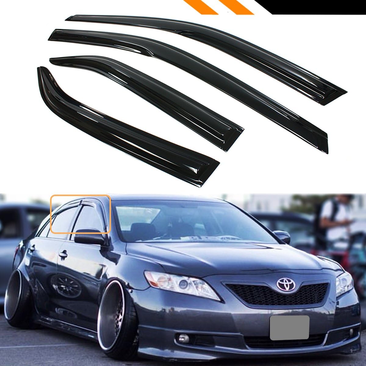 Cuztom Tuning JDM 3D Style Smoked Window Visor Vent Shade Compatible for Fits 2007-2011 Toyota Camry LE SE