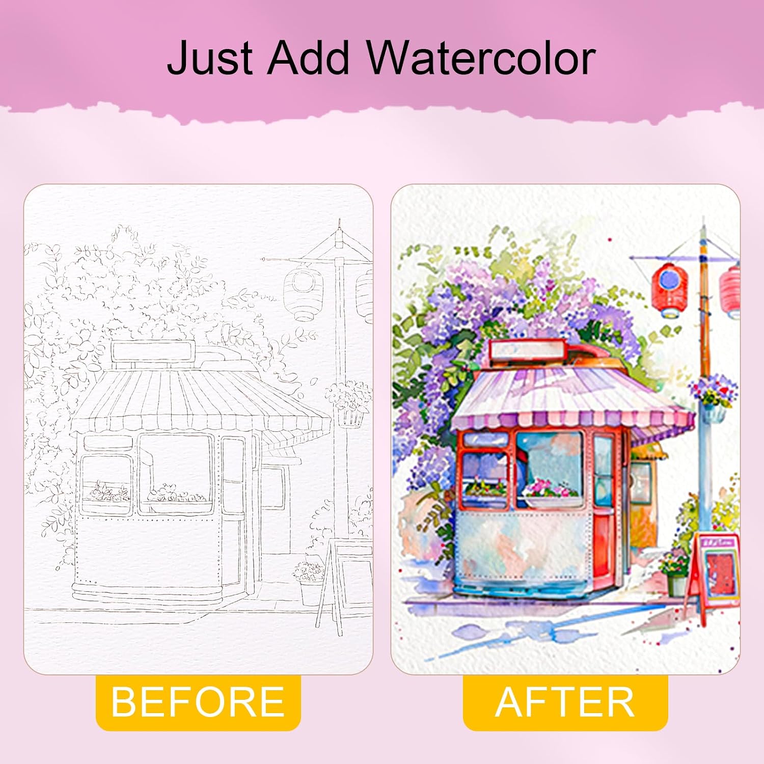 Watercolor Coloring Book, Watercolors Paint Adult Set Ideal for beginners and watercolor enthusiasts (purple)