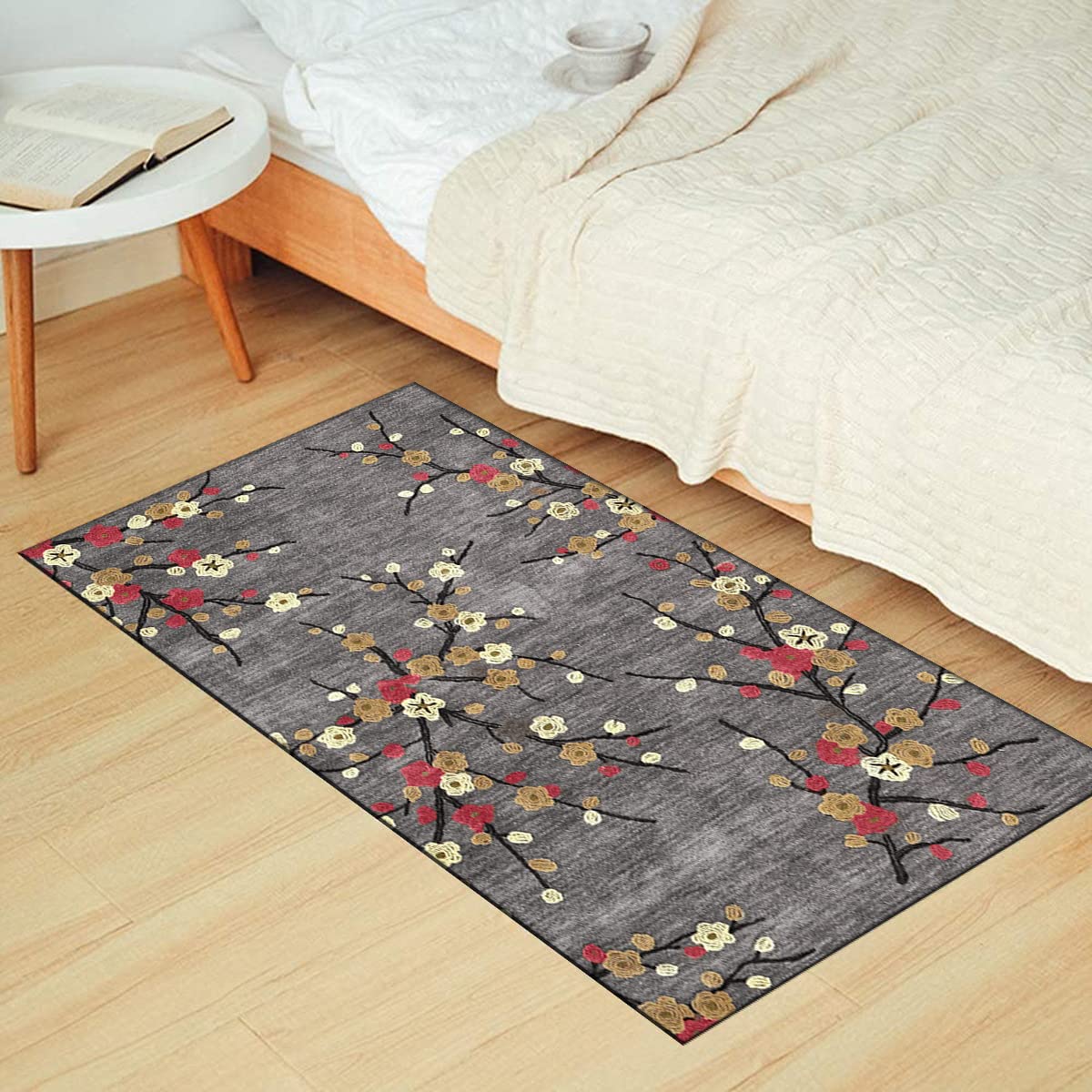 Tapis de couloir, antidérapant, lavable, pour cuisine et salon, moderne, motif floral vintage