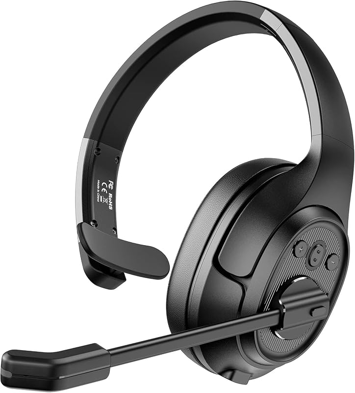 EKSA Noise Cancelling Trucker Bluetooth Headset with Microphone for Trucker | Wireless AI-Powered ENC Headphones, 99ft Long Range, 30H of Talk Time, All-Day Comfort On Ear Headsets Mute Button