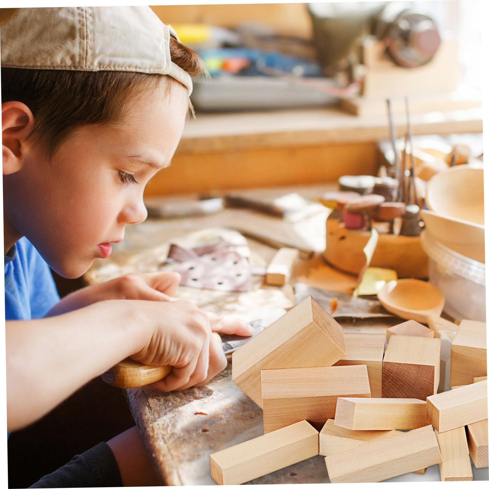 jojofuny 13 Piezas Tallado de Madera de Tilo Bloques Madera para Tallar Bloques de Tallado de Tilo sin Terminar para Manualidades de Arte de Bricolaje para Principiantes
