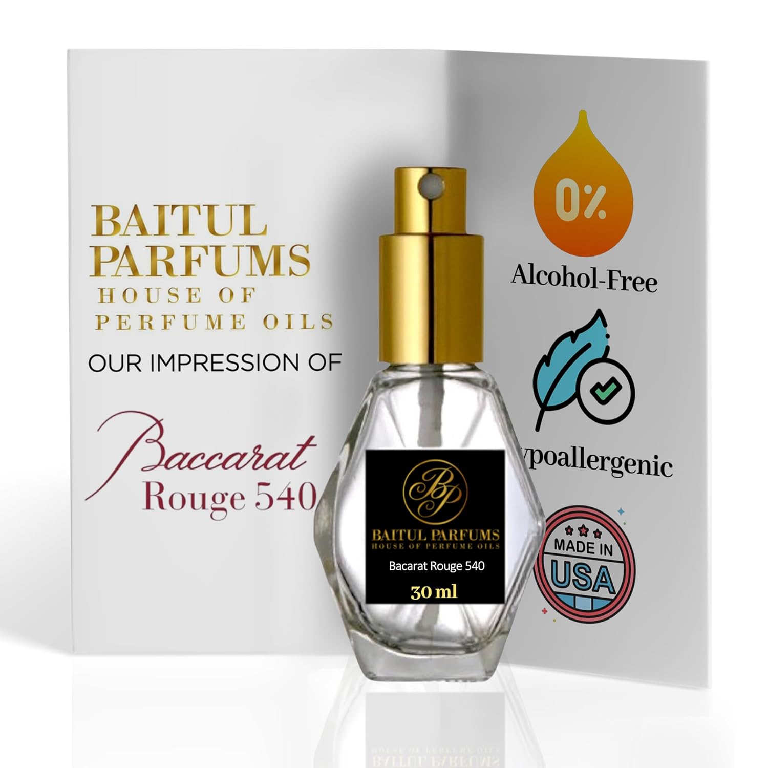 B Rouge 540 Perfume Oil, 120ml – Alcohol-Free, Travel Size, Long-Lasting, & True-to-Scent