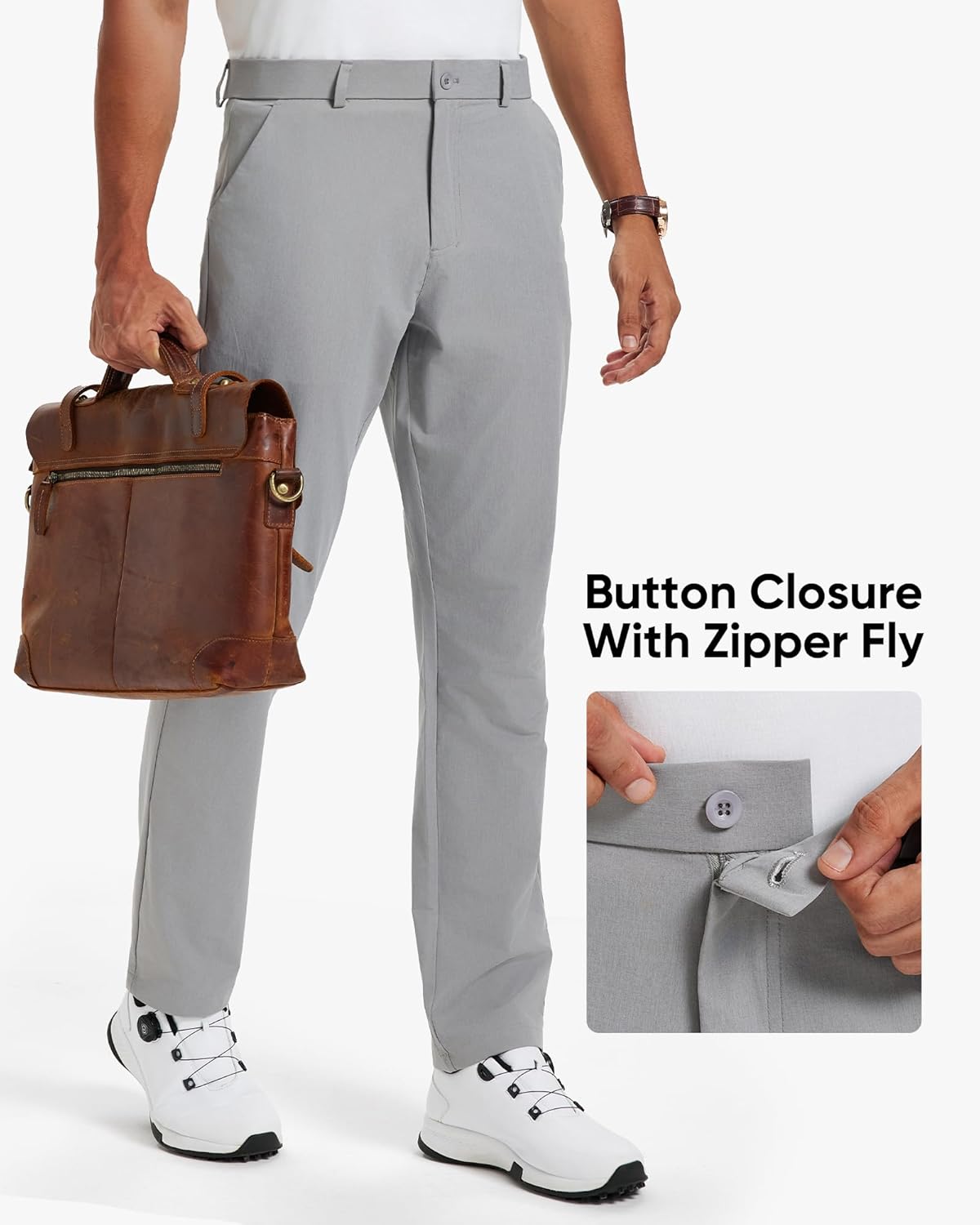 Men's Stretch Golf Pants 30''/32''/34'' - Lightweight Dress & Casual Trousers for Business Travel Work - Image 5