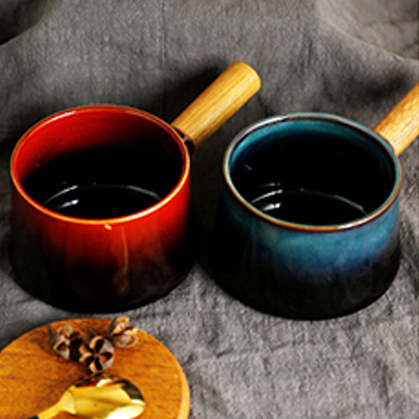 Miska sałatkowa, miski do zupy. Miska do zupy z uchwytem, miska ceramiczna 750 ml, naczynia do zupy cebulowej. - czerwony (kolor: niebieski)