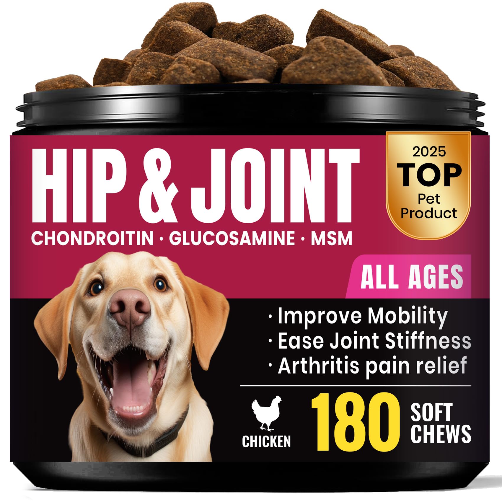Glucosamine for Dogs - Hip and Joint Supplement Chews for Senior & Large Breed, Joint Supplement for Dogs with Chondroitin, Wuffe Joint Chews for Pain Relief - 60-Day Satisfaction Guarantee - 180 Ct
