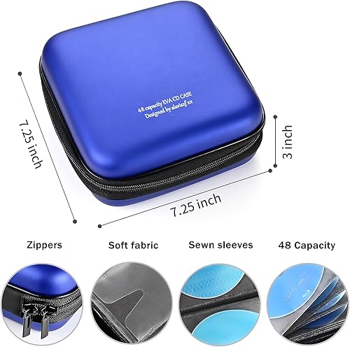 Miniatura 3 de Funda para DVD, capacidad de 48 unidades, EVA para CD, organizador de almacenamiento, portátil, protector de disco de DVD, cartera para automóvil