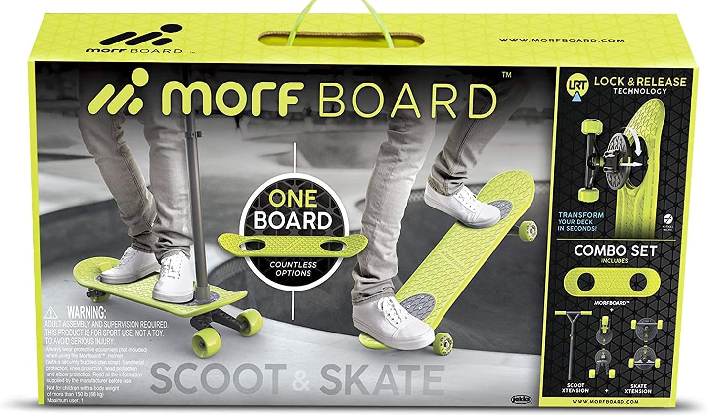 Morfboard Skate & Scoot Combo Set, Chartreuse/Black Color