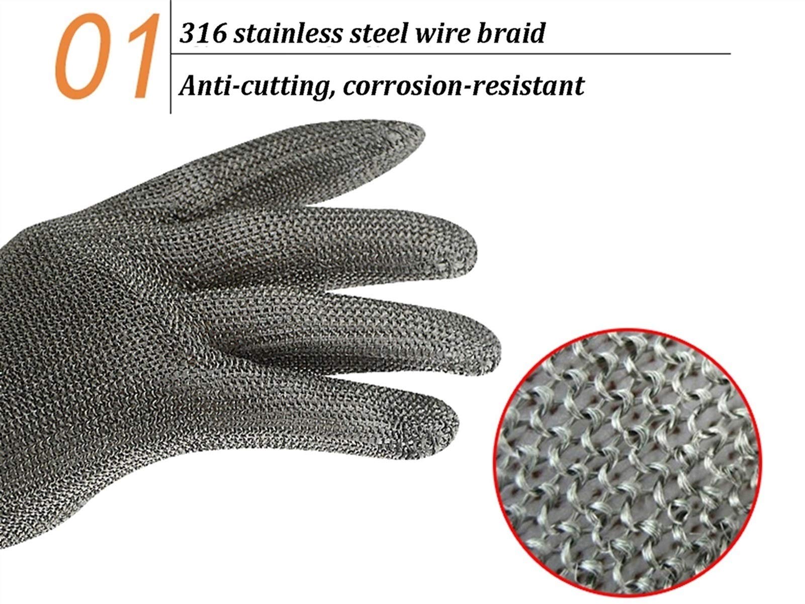 Guantes Anticortes, Guantes Resistentes a Cortes, de Alambre de Acero 316, anticortes, para carpintería, mataderos, Pesca y protección de Manos.