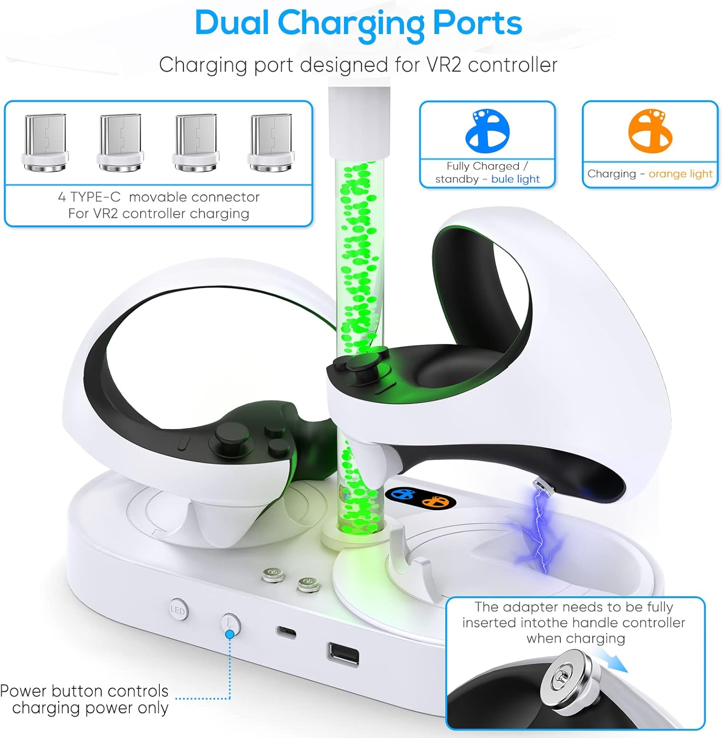 Charging Dock Stand for PSVR2 with 9 RGB Lights, MENEEA Charger Station for Playstation VR2 Controller, PS VR2 Headset Holder& 4xType-C Magnetic Charger Port, White 6 71rafrM1 PL. AC SL1500