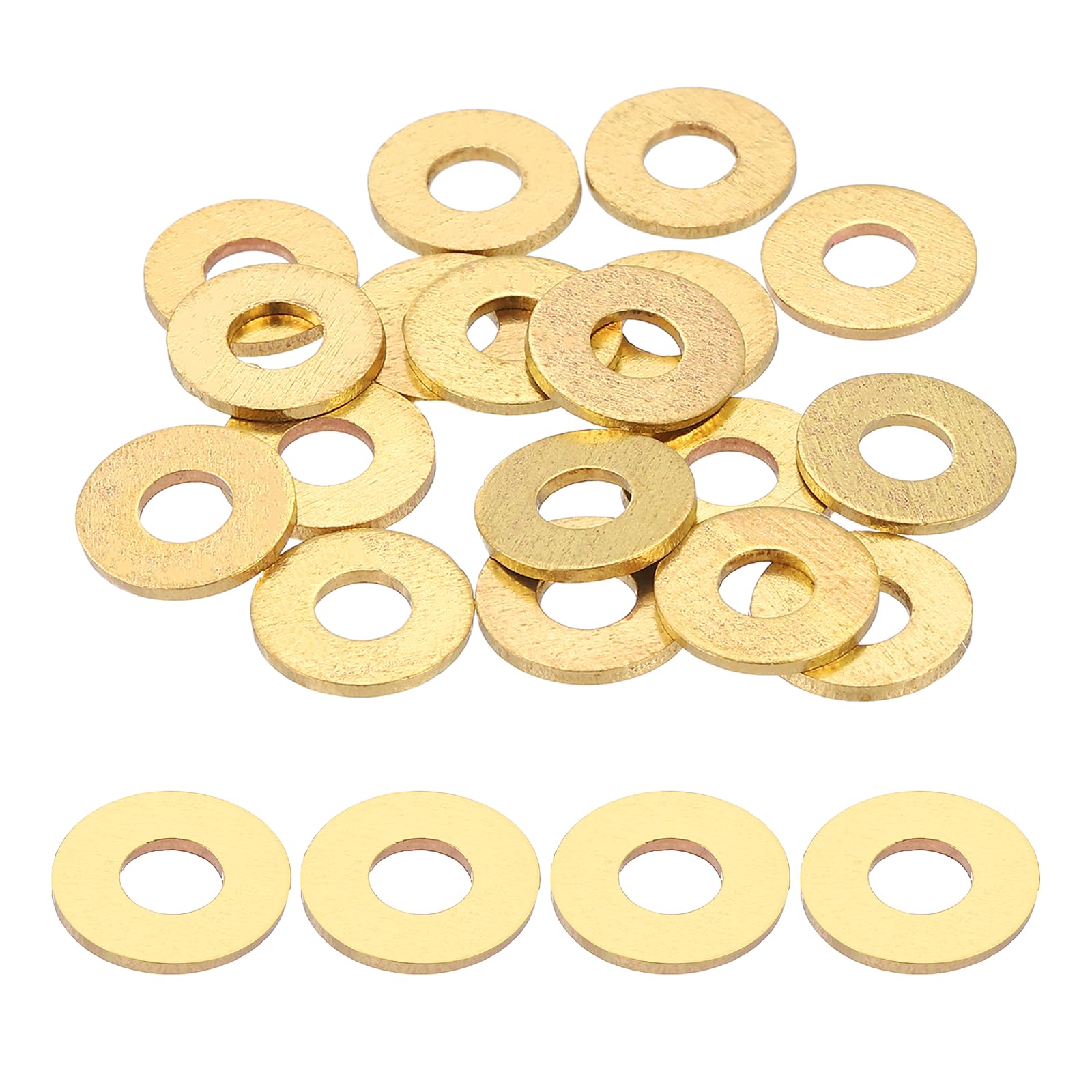 PATIKIL M4 Flat Washers, (10mm OD 1mm Thickness, Golden) (32 Pcs), Brass Metric Sealing Gasket Ring Crush Washer Spacers for Faucets/Garden/Bolts/Screws/Hose Pipe