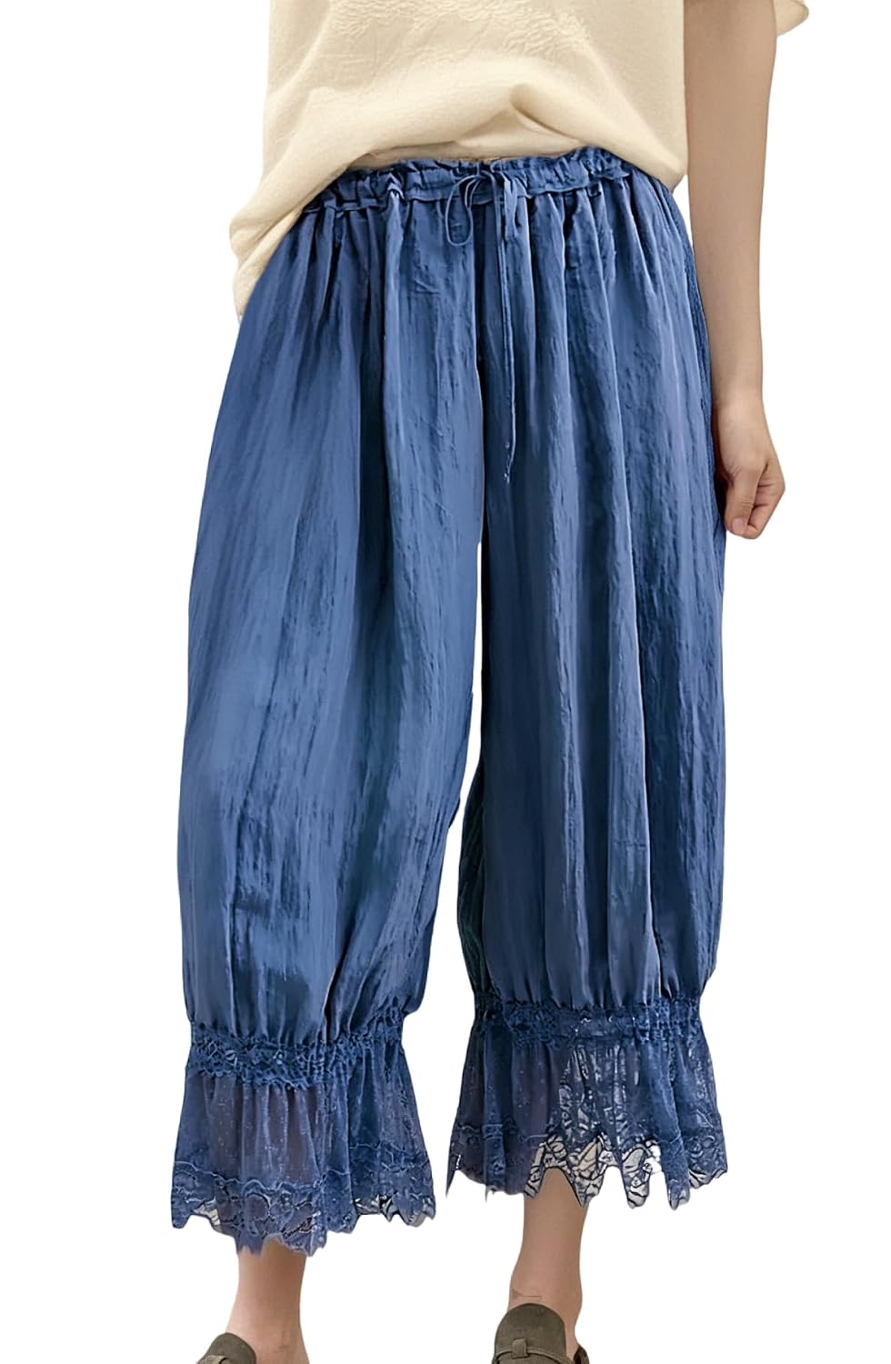 TUWIXIUW Cropped Lace Pants for Women Ruffle Long Bloomers Flare Lace Trim Pantaloons Vintage Capri Bloomer Pants - Review, Price and Buying Guide