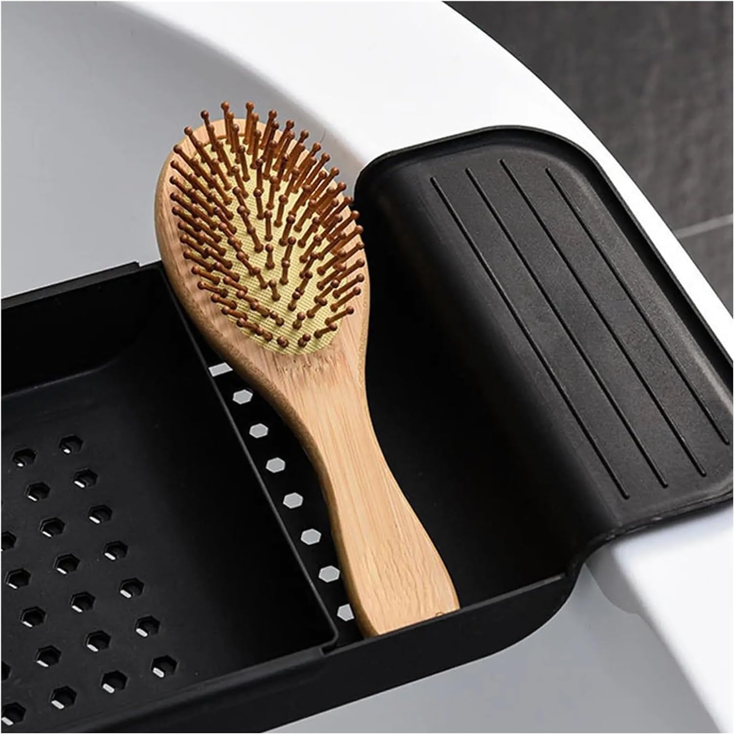 Multi Function Retractable Bathtub Storage Rack Bath Tray Extendable Bathroom Bathtub Tray Non Slip Bathroom Rack Phone Holder(White)