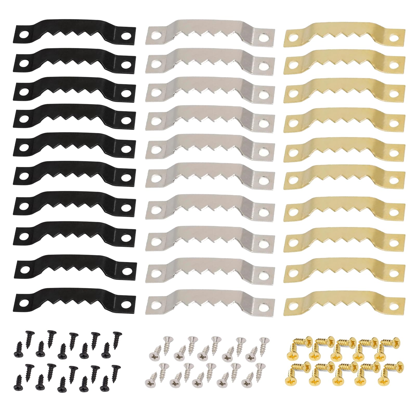 30 Stück Bilderhaken, Bildaufhänger mit Schrauben, Bilderrahmen Aufhänger, Aufhänger für Bilder, Haken für Bilderrahmen Einseitige gezackte, Bildaufhängung für Gemälde Bilderrahmen Kunstwerke