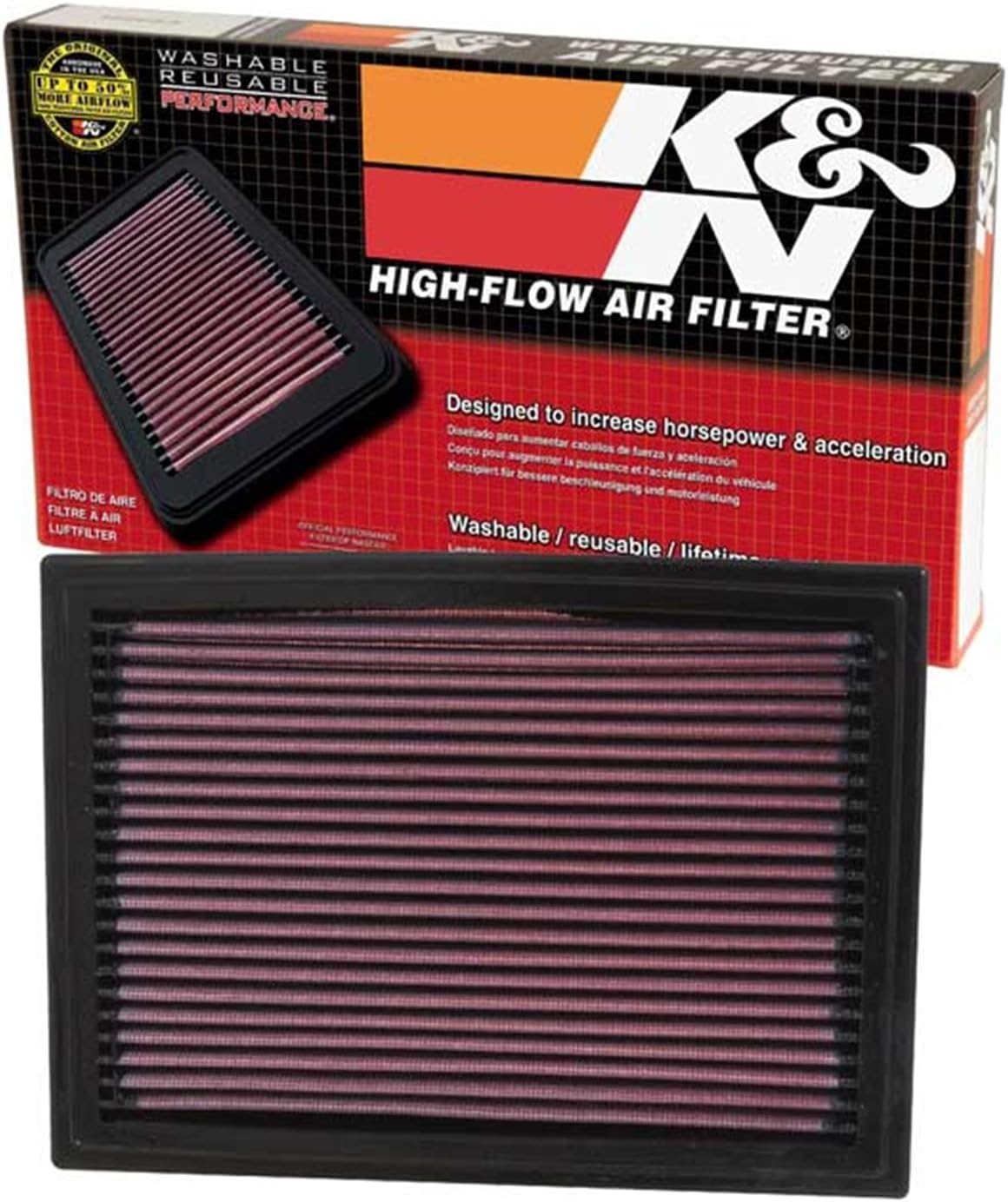 K&NEngine Air Filter: Reusable, Clean Every 75,000 Miles, Washable, Premium, Replacement Car Air Filter: Compatible with 2000-2012 Ford/Mazda/Mercury (Escape, Maverick, Tribute, Mariner), 33-2187