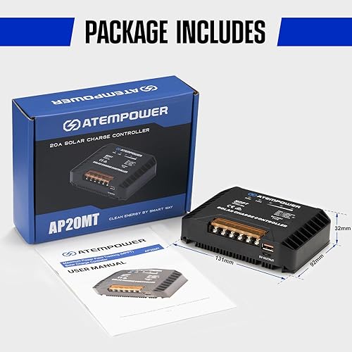 Miniatura 9 de ATEM POWER Controlador de carga solar MPPT de 20 A 12 V/24 V que selecciona el tipo de batería Activar batería de litio Controlador solar