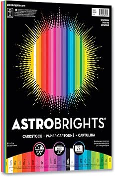 Astrobrights Colored Cardstock, 8.5 x 11, 65 lb / 176 gsm,#34;Spectrum" 25-Color Assortment, 75 Sheets 80944-01 - Case