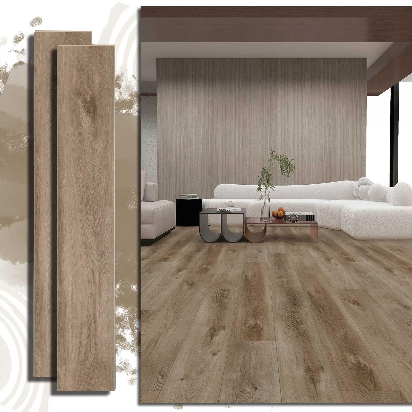 Vinyl Flooring,Waterproof Rigid Core Luxury Plank,2G Click Lock Floating Floor, 7" W x 43" L,Natural Wood Grain Feel,Durable Surface, Foam Pad Attached,10 Planks (21.5 Sq. Ft) (French Oak)