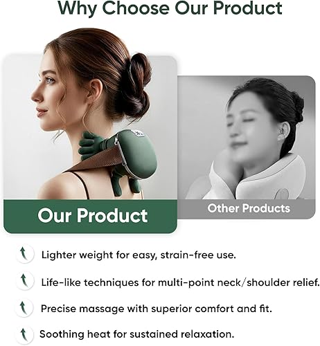Miniatura 5 de Masajeador de cuello Shiatsu con calor, masajeador de cuello y hombros para aliviar el dolor de tejido profundo, diseño de mano humana simulada,