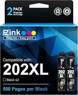 E-Z Ink (TM Remanufactured Ink Cartridge Replacement for Epson 202XL 202 XL T202XL to use with Workforce WF-2860 Expression Home XP-5100 Printer New Upgraded Chips(Black,2 Pack)