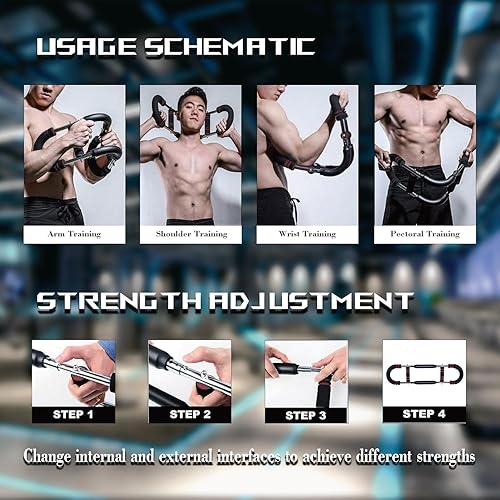 Miniatura 3 de Ejercitador de brazo Twister, equipo de entrenamiento de pecho, barra giratoria de potencia portátil, barra de entrenamiento de resorte ajustable