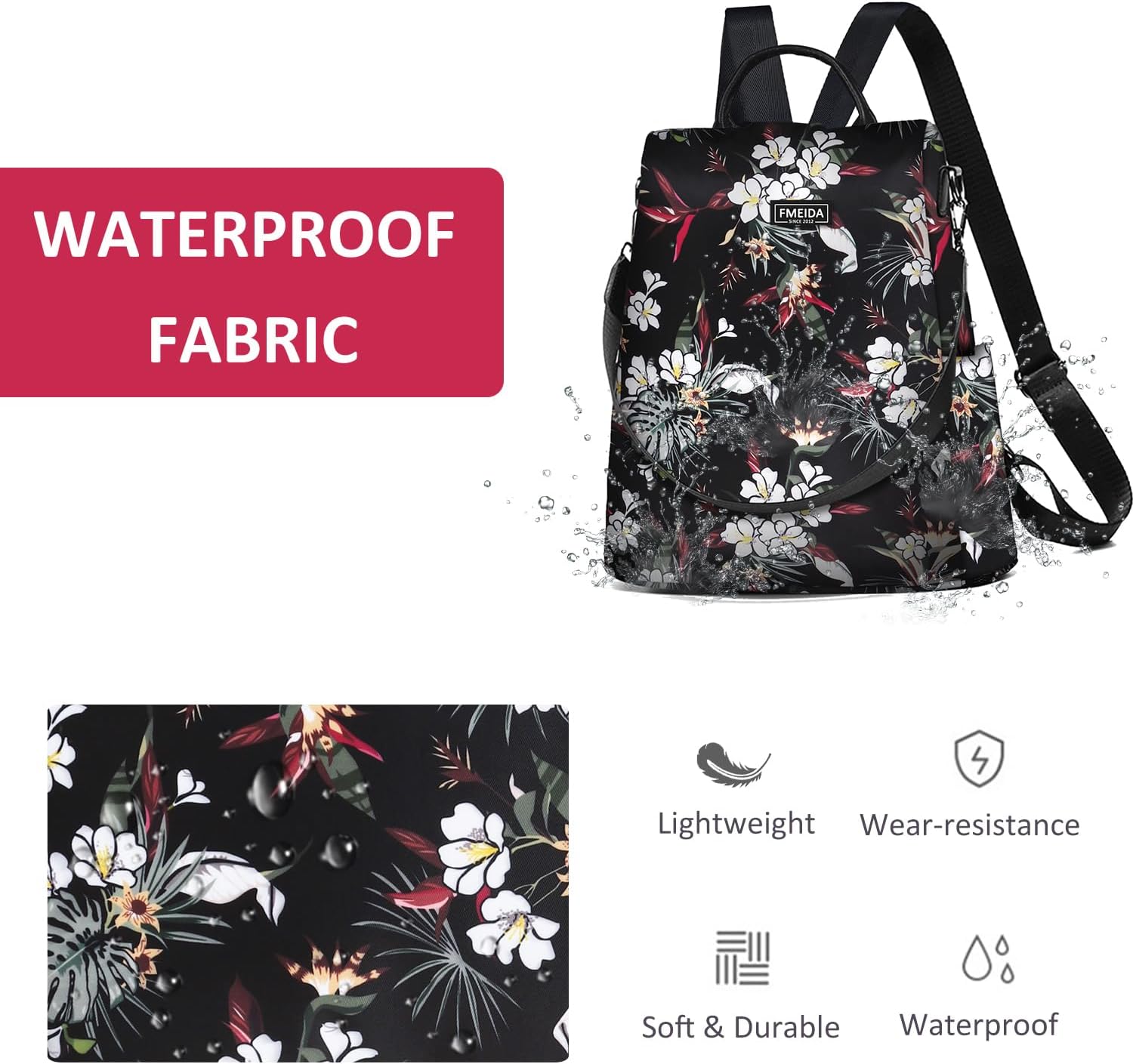 Fmeida Work Backpack for Women Anti Theft Crossbody Bag Waterproof Travel Backpack Lightweight Daypack Fashion Convertible Backpacks Bookbag for College Supplies Mochilas de mujer - Image 5