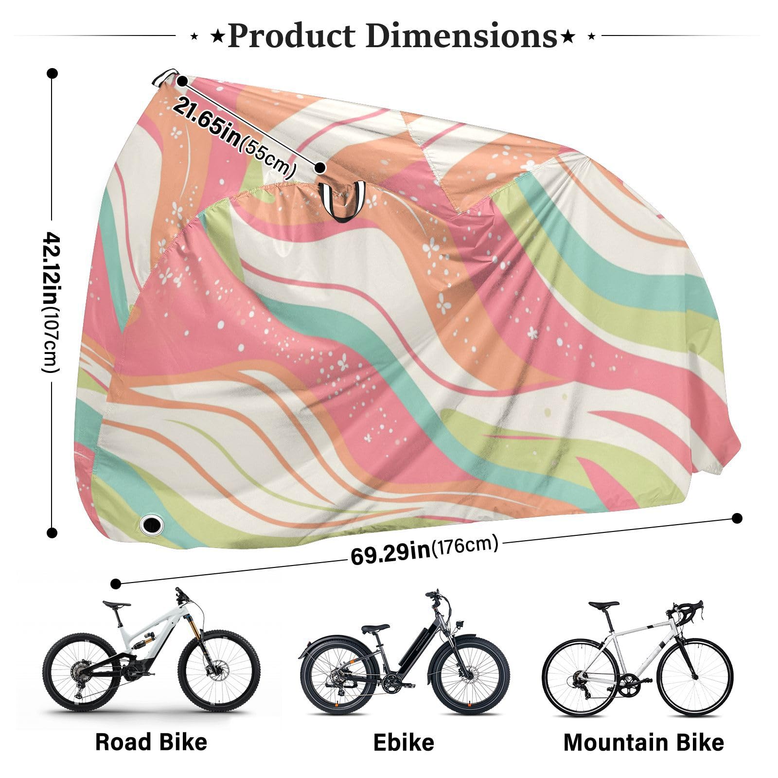 Housse imperméable pour vélo avec trous de verrouillage - Résistante aux UV - Pour intérieur et extérieur - Convient à la plupart des protections pour vélo de route - Rose et vert
