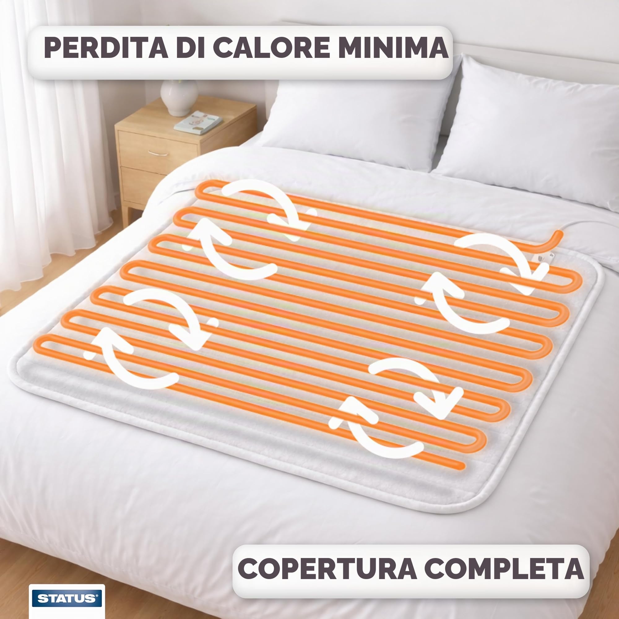 Status Electric - Coperta elettrica ad intensità Regolabile con Protezione Anti-surriscaldamento, Bianco, King