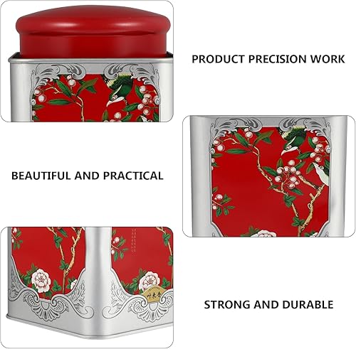 Miniatura 2 de BESTonZON Botes de té de estilo chino, contenedores de almacenamiento de té sueltos vintage con tapa, hojalata de metal, latas vacías, recipiente de