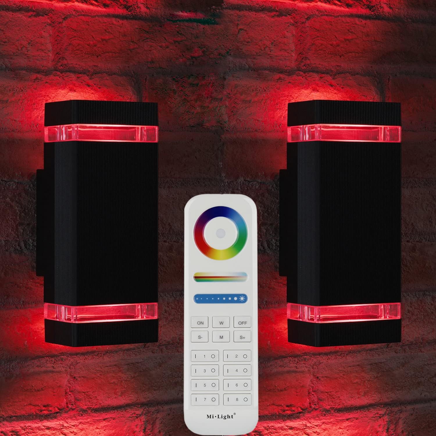 🔥 Crаzу Dеаlѕ Mi.Light RF Remote Control RGB Colour Changing Lighting LED Double Up and Down Outdoor Wall Light 12W 1200LM,White Temperature 2700k- 6500k RGB+CCT Exterior Wall Lighting (2 Pack)