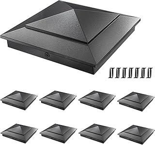 8 Pack Pyramid Aluminum Post Caps 6x6 for Wood Posts (Actual 5.5" x 5.5") ，Durable Powder-Coated Fence Post Caps for Decks, Patios, Fences, Weather-Resistant, Rust-Proof PC66
