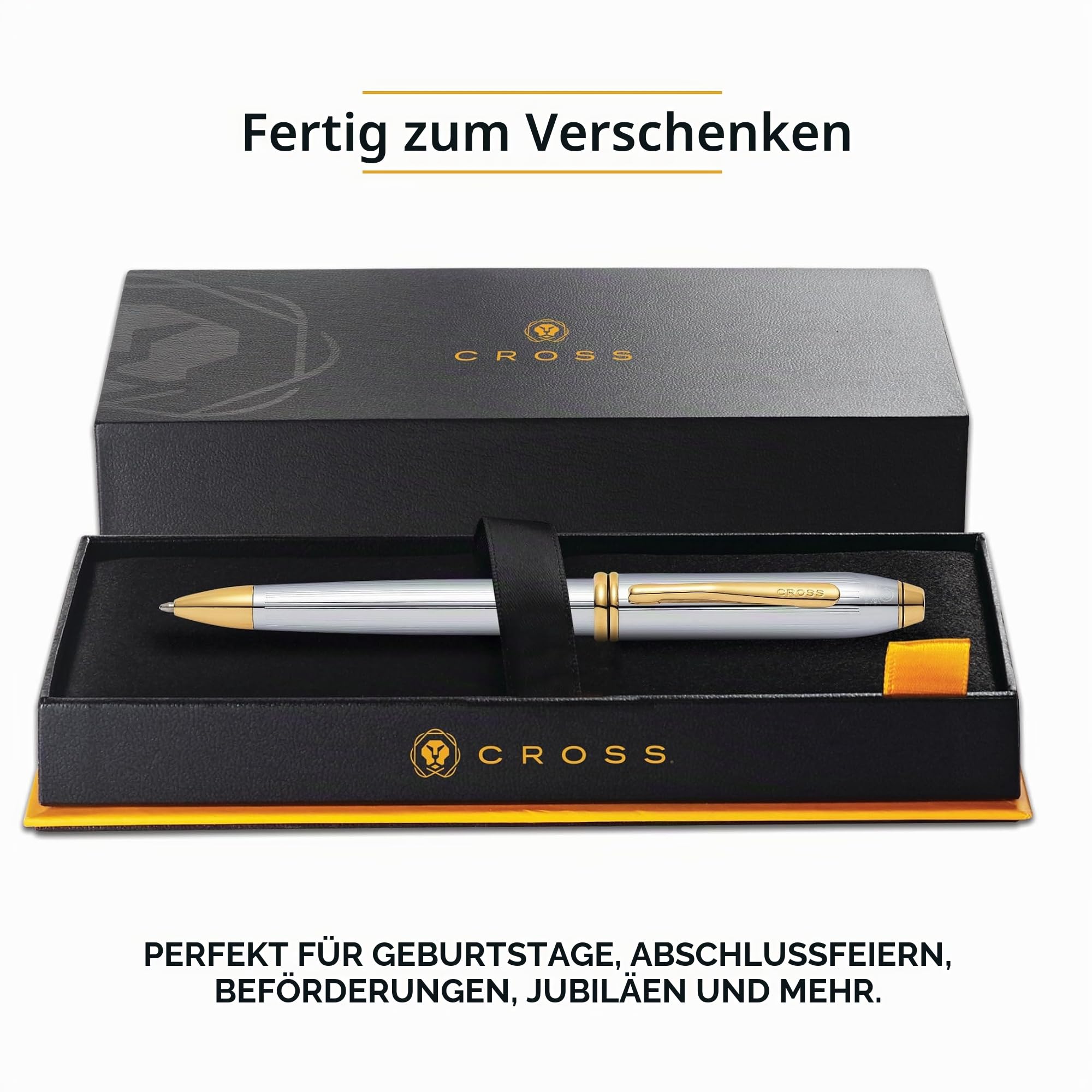 Cross Townsend Kugelschreiber (Strichstärke M, Schreibfarbe: schwarz, nachfüllbar, inkl. Luxus Geschenkbox) Medalist