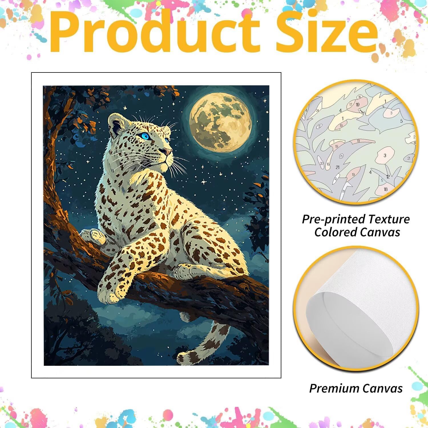 WEISHIWE Ghepardo lunare Dipingere con i Numeri per Adulti, 70x90cm a-1115