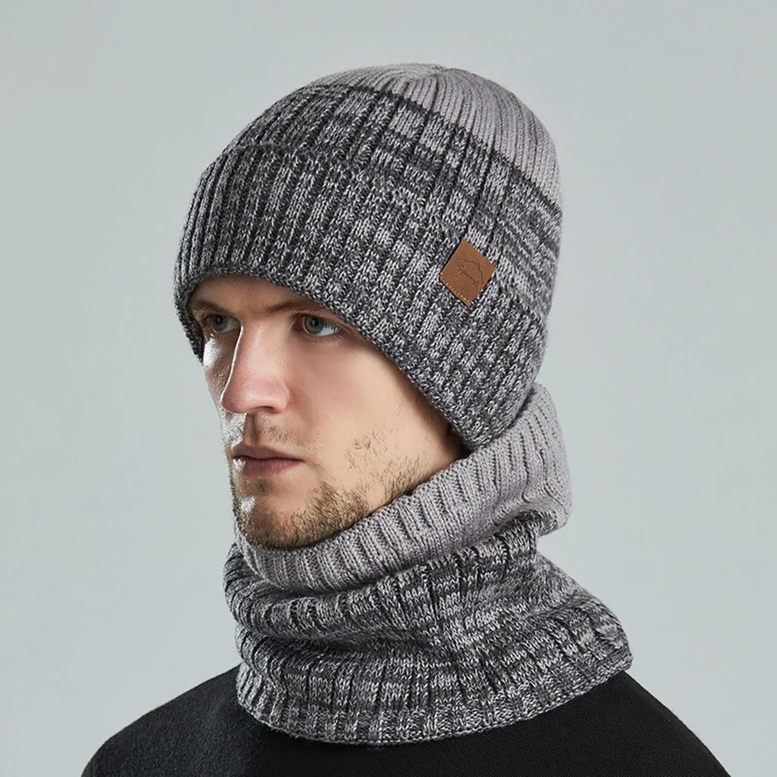 Schal Mütze Set Herbst- Und Winter Im Freien Wollkappe Unisex Gestrickter Hut Verdickter Warmer Hutschalel