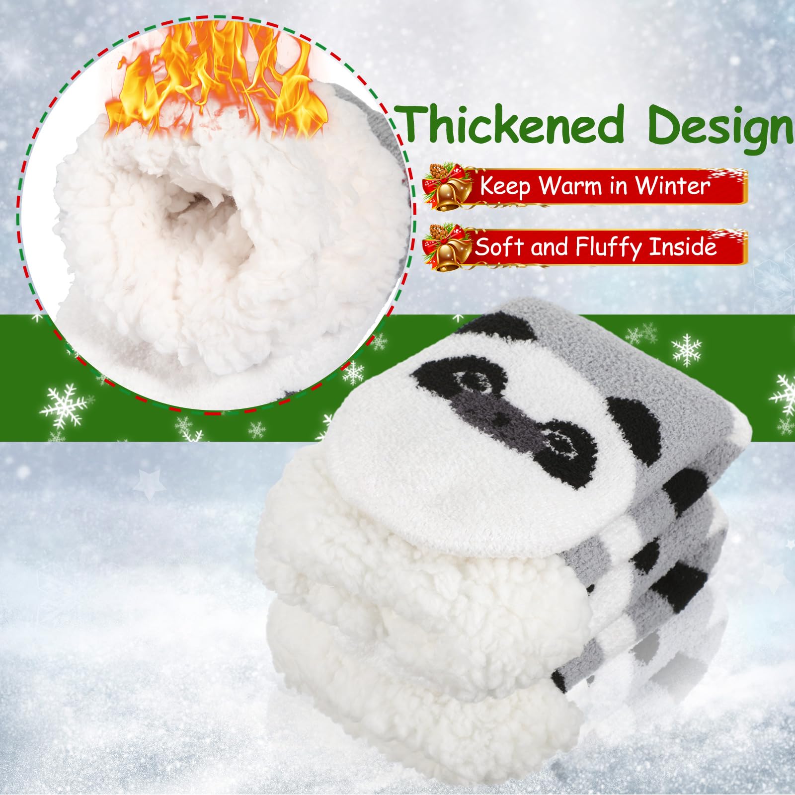 Ramede 12 Paar flauschige Weihnachtssocken, Bulk, rutschfeste Hausschuhsocken für Damen, Winter, warm, gemütlich, mit Fleece gefüttert, dicke Socken für Weihnachtsgeschenke, Urlaubsbedarf, Leuchtende