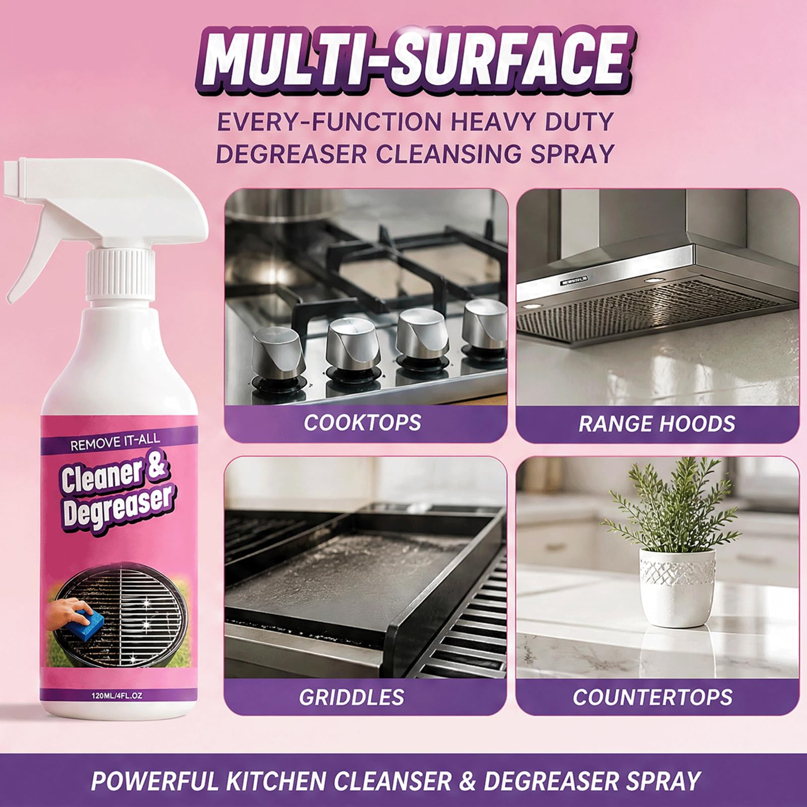 Heavy Grill Degreaser Spray, leistungsstarke Küche, Ofenreiniger Heavy Schaum Spray für Küche Fett, Everyly Function Degreaser Cleanser Duty, (5 stücke)